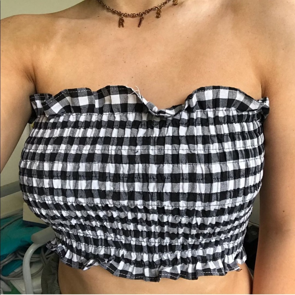 Gingham print tube top